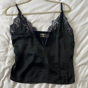 Black silk lace crop top urban outfitters